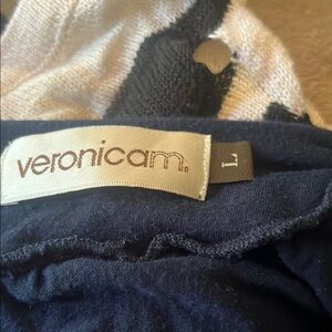 Veronica M Navy and Cream Striped Top